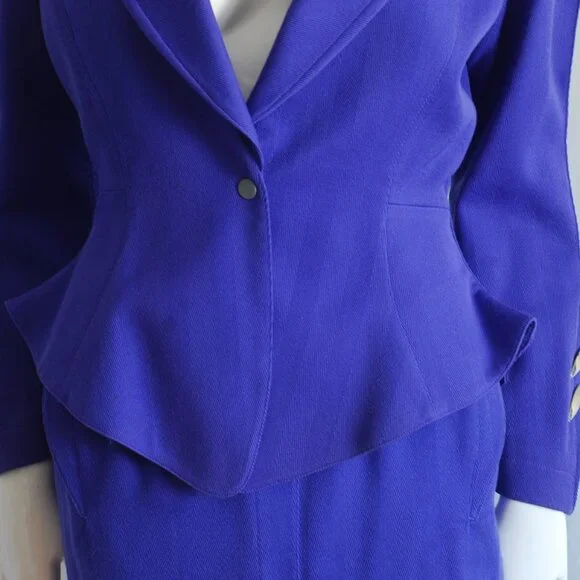 Thierry Mugler Indigo Wool Suit With Metal Accents - Picture 7 of 13